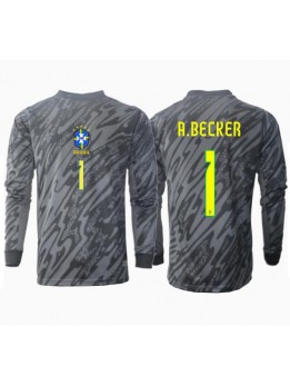 Brasilien Alisson Becker #1 Målvakt Replika Borta Kläder Copa America 2024 Långärmad